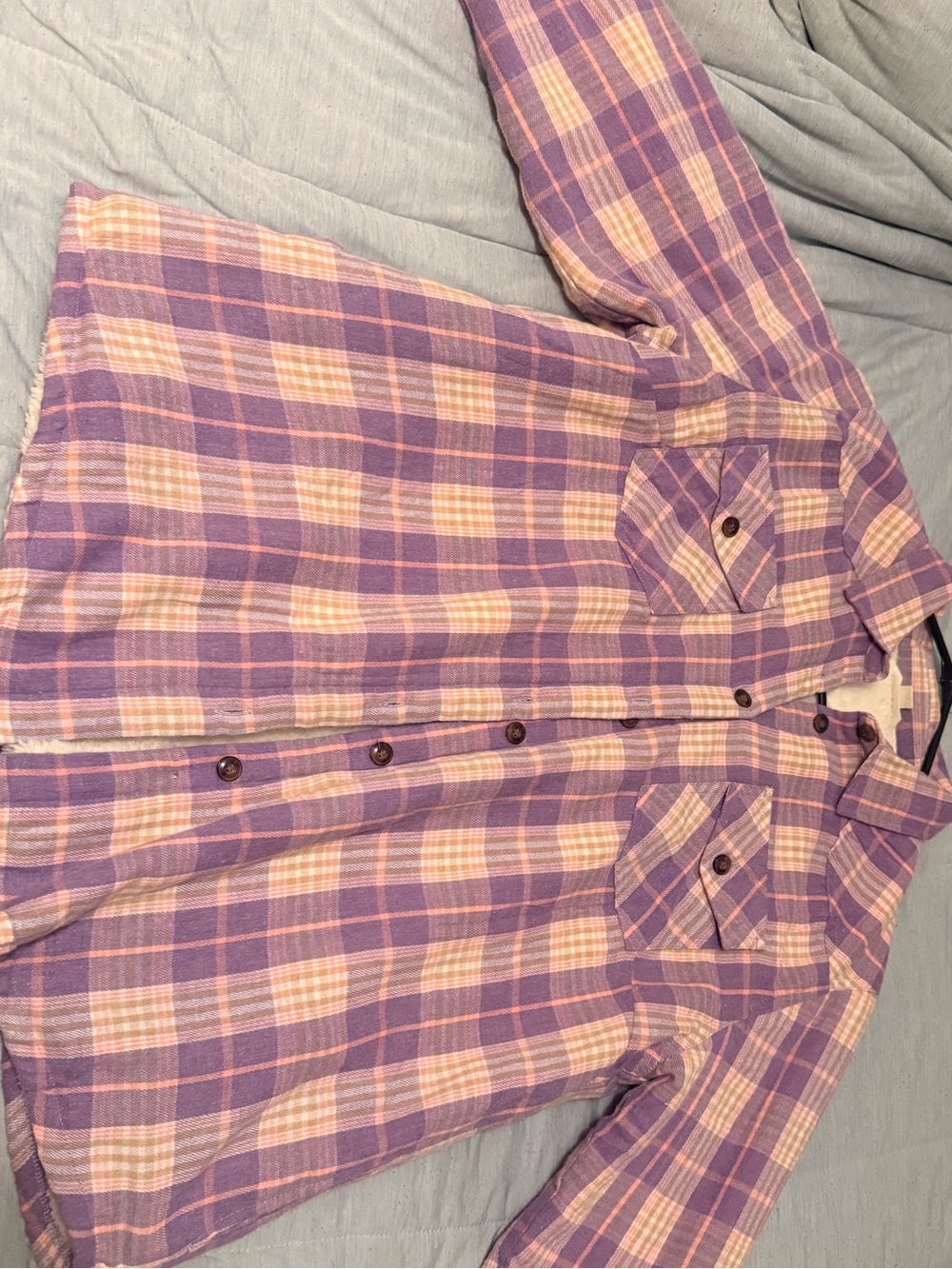 Women’s fleece Purple Plaid Button-Up Shirt